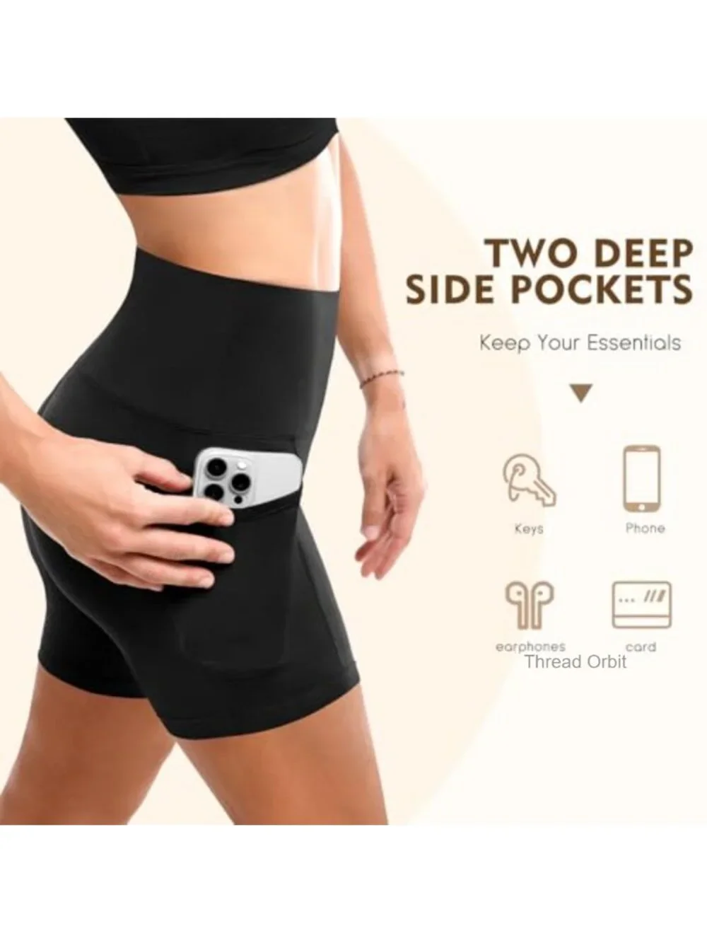 2 Pack High Waisted Biker Shorts with Pockets for Women - Spandex Yoga Running